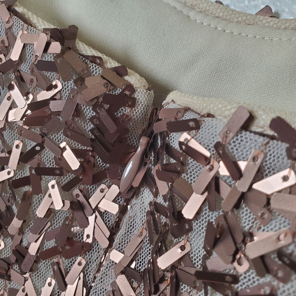 Suzi Chin for Maggy Boutique‎ Rose Gold Sequin Cocktail Dress Size 6 Scoop Neck - Picture 5 of 10